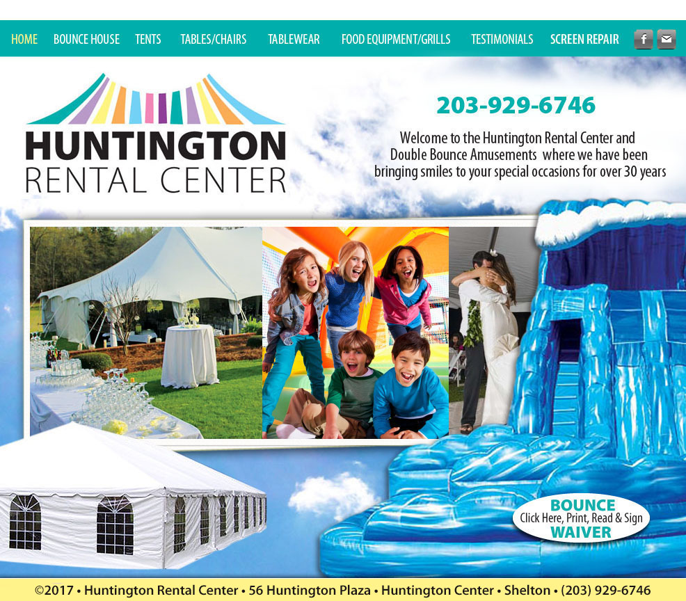 Welcome to Huntington Rental Center and Double Bounce Amusements where we have been bringing smiles to your special occasions for over 30 years. We are located at 56 Huntington Plaza, Huntington Center, Shelton, 06484, (203) 929-6746